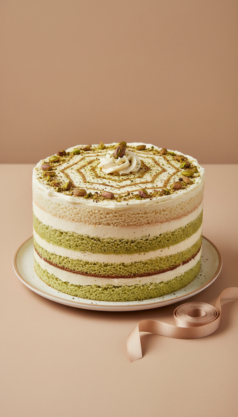 Madagascar Vanilla & Pistachio Layer Cake