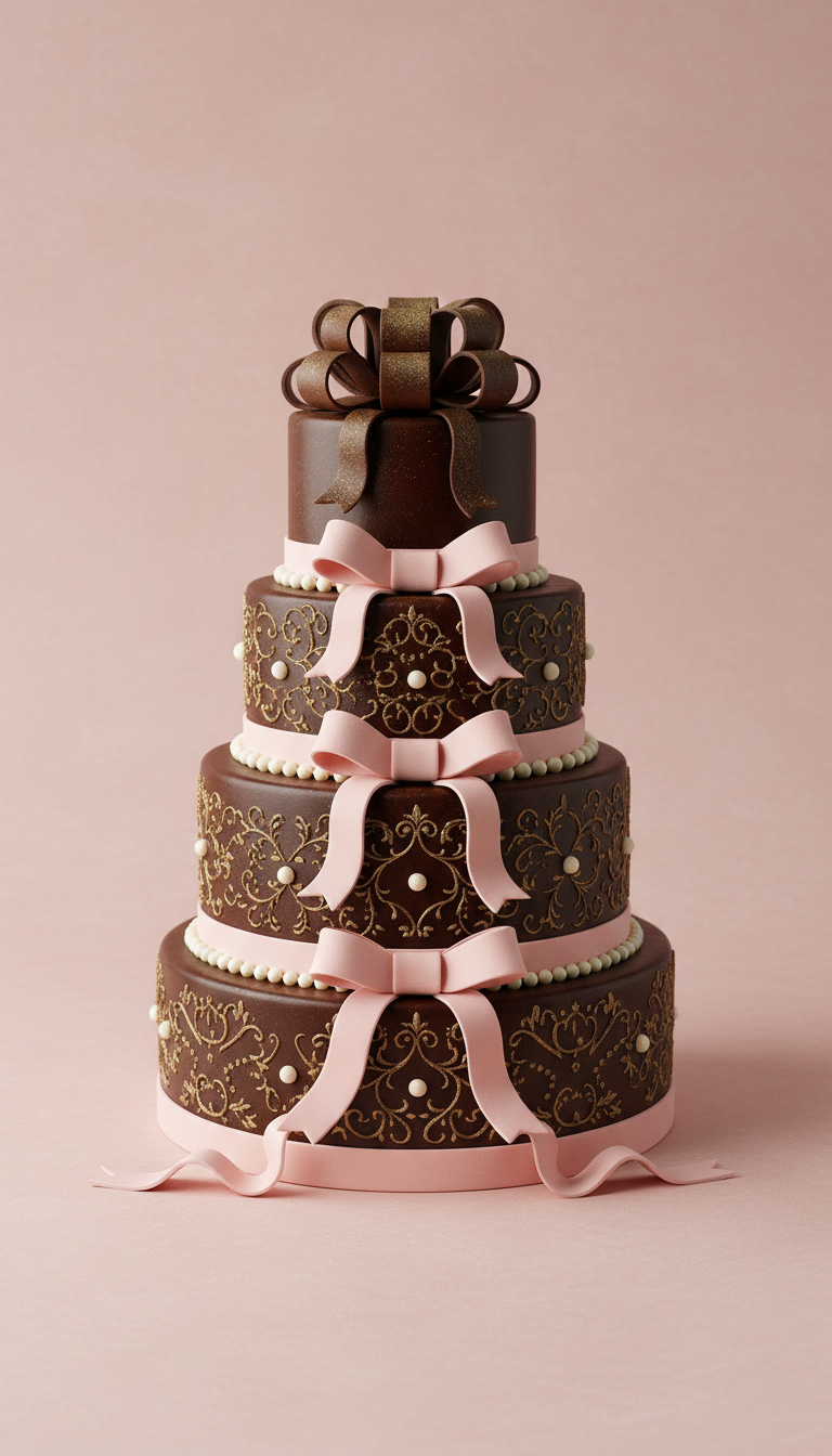 Cocoa ribbon chocolate celebration cake